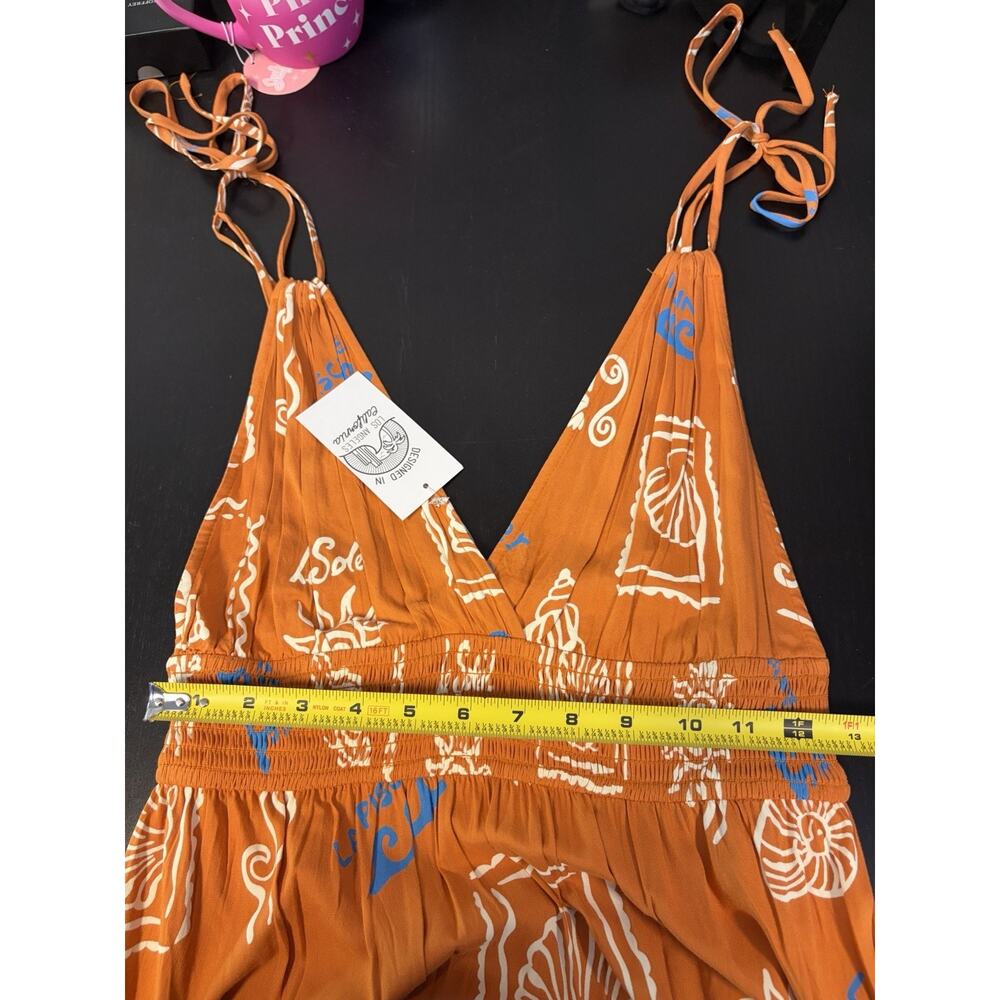 Patrons of Peace Maxi Dress Womens Small Boho Orange Print Tie Strap Flowing - Picture 8 of 12